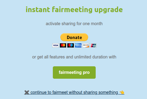 fairmeeting instant upgrade pop-up